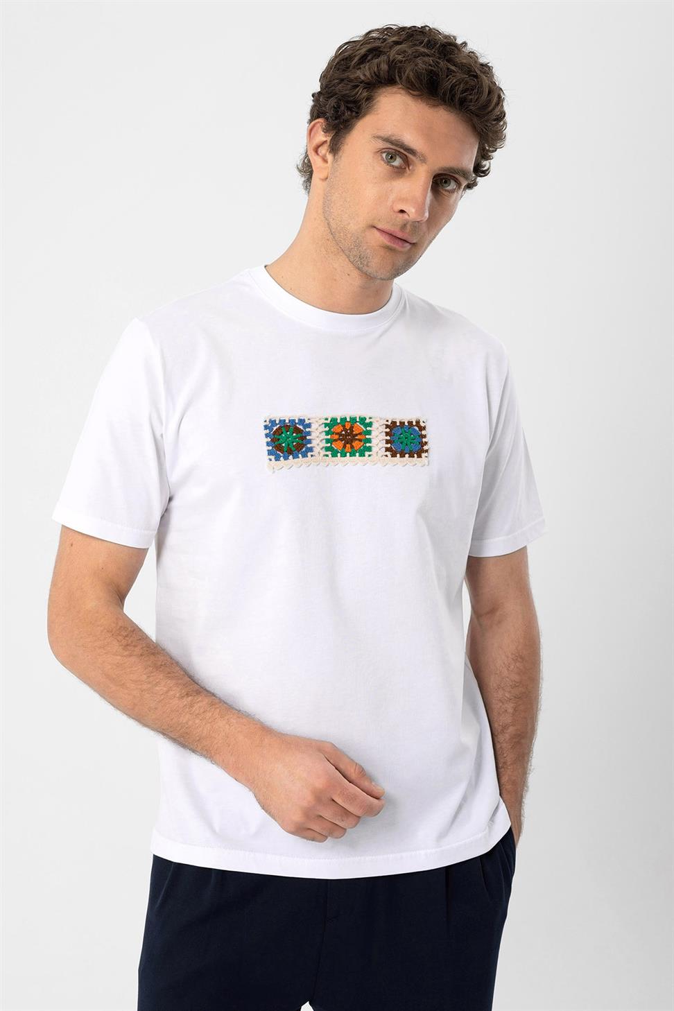 محبوك التفاصيل تي شيرت للرجال