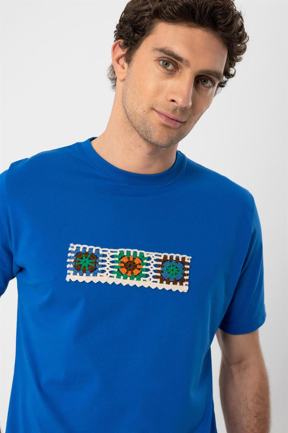 محبوك التفاصيل تي شيرت للرجال