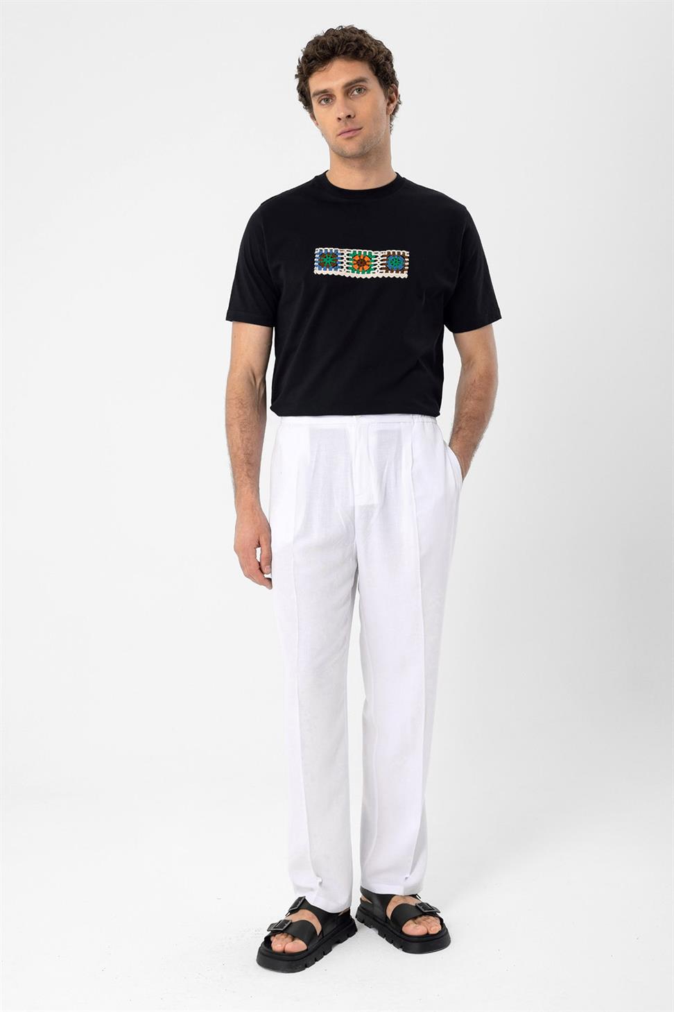 محبوك التفاصيل تي شيرت للرجال