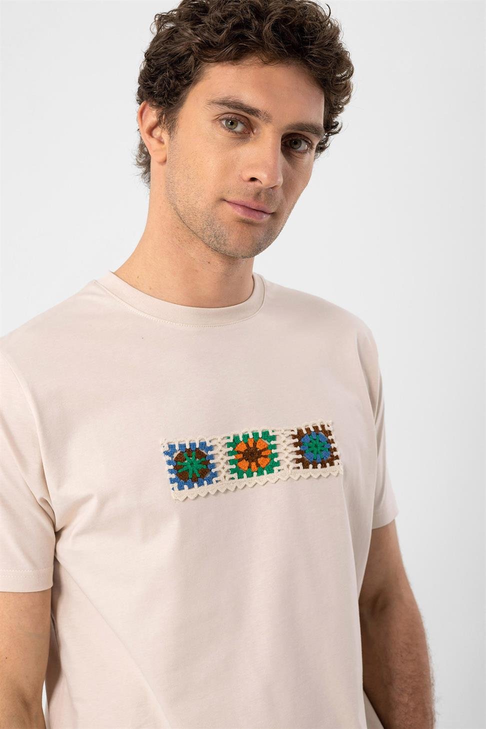 محبوك التفاصيل تي شيرت للرجال