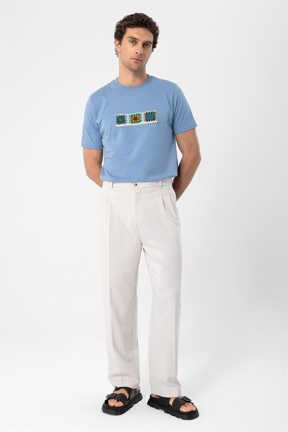 محبوك التفاصيل تي شيرت للرجال