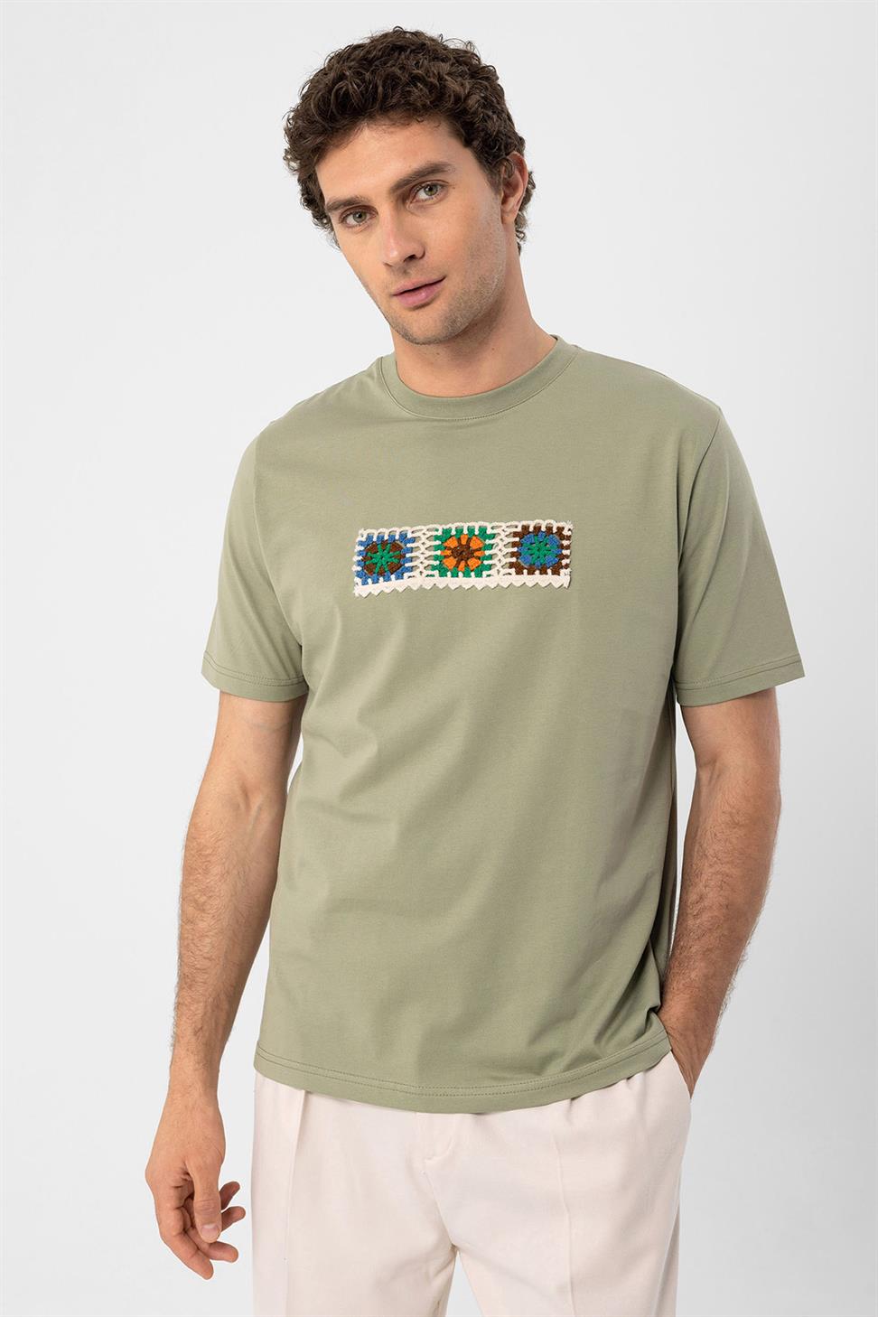 محبوك التفاصيل تي شيرت للرجال