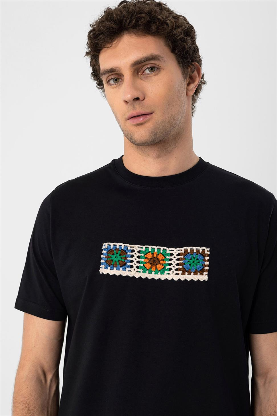 محبوك التفاصيل تي شيرت للرجال