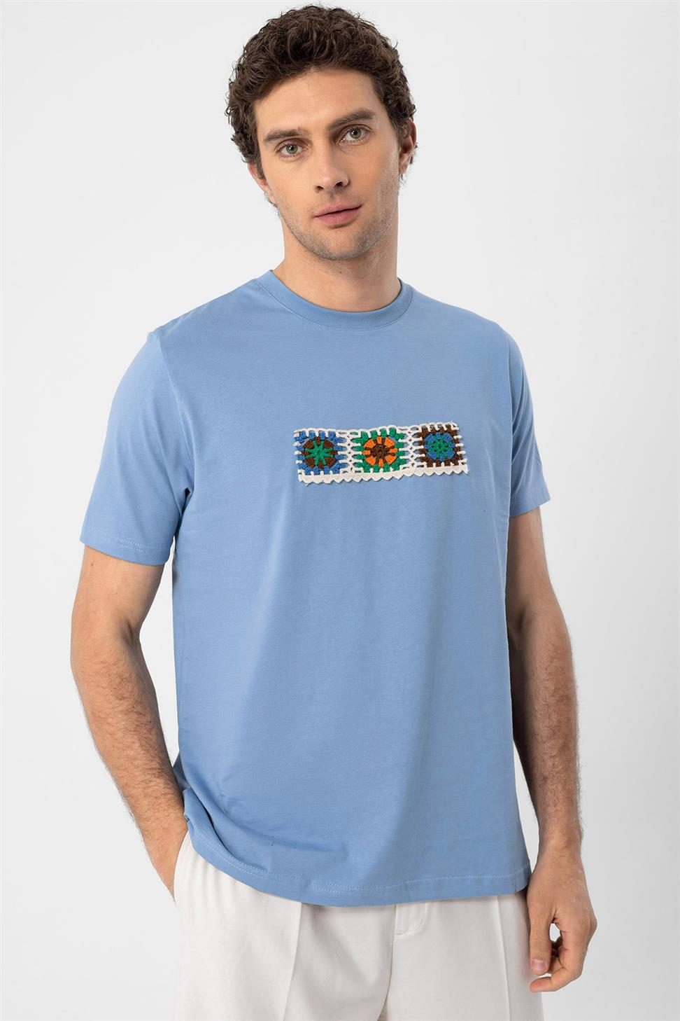 محبوك التفاصيل تي شيرت للرجال