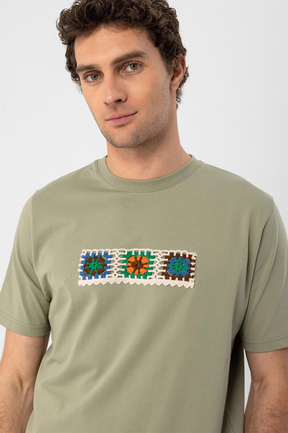 محبوك التفاصيل تي شيرت للرجال