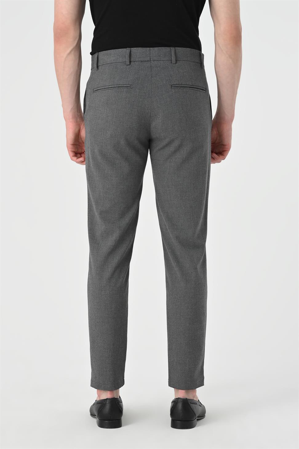 Antioch Orta Gri Erkek Aksesuar Detaylı Slim Fit Pantolon