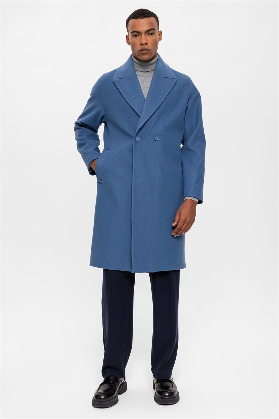 معطف رجالي مزدوج الصدر كبير الحجم