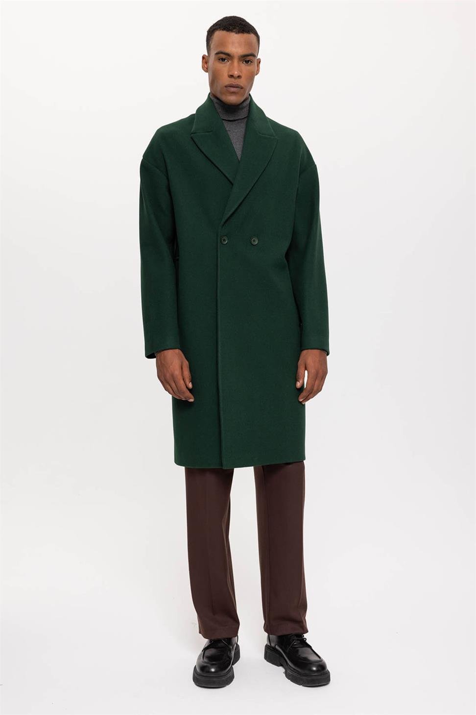 Antioch Yeşil Oversize Kruvaze Erkek Kaban