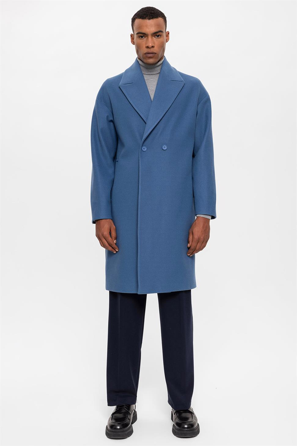 معطف رجالي مزدوج الصدر كبير الحجم