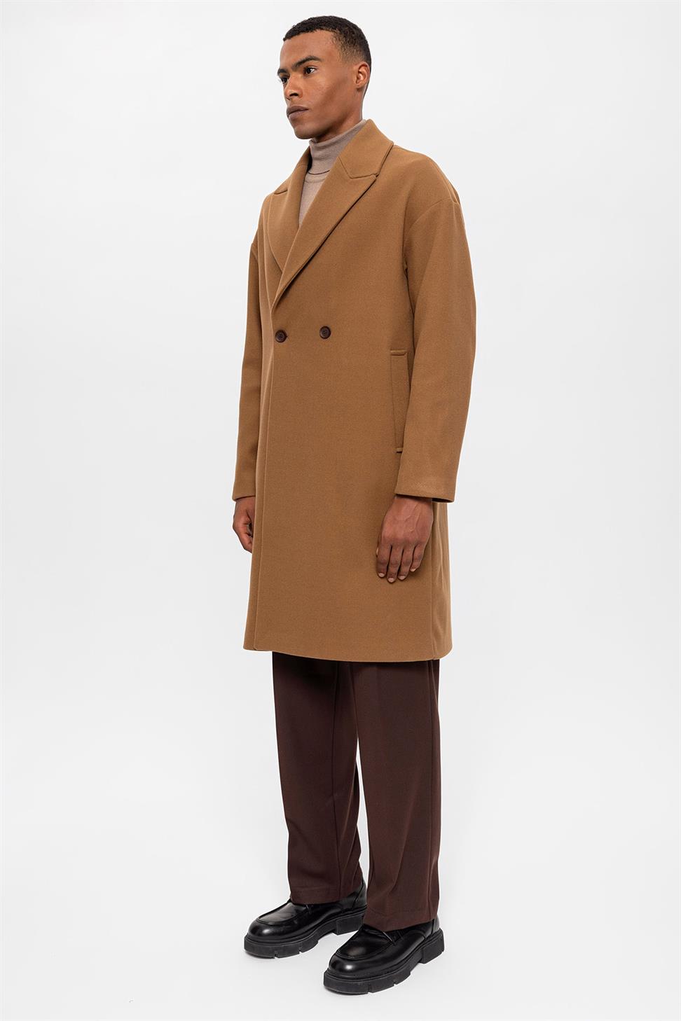 معطف رجالي مزدوج الصدر كبير الحجم