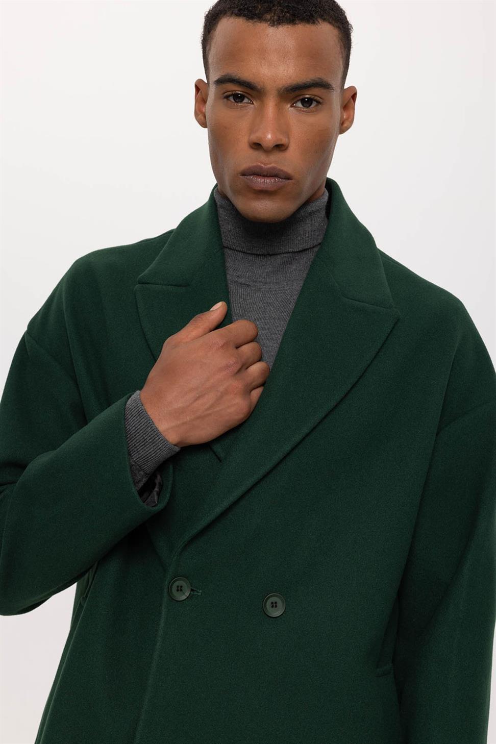 Antioch Yeşil Oversize Kruvaze Erkek Kaban