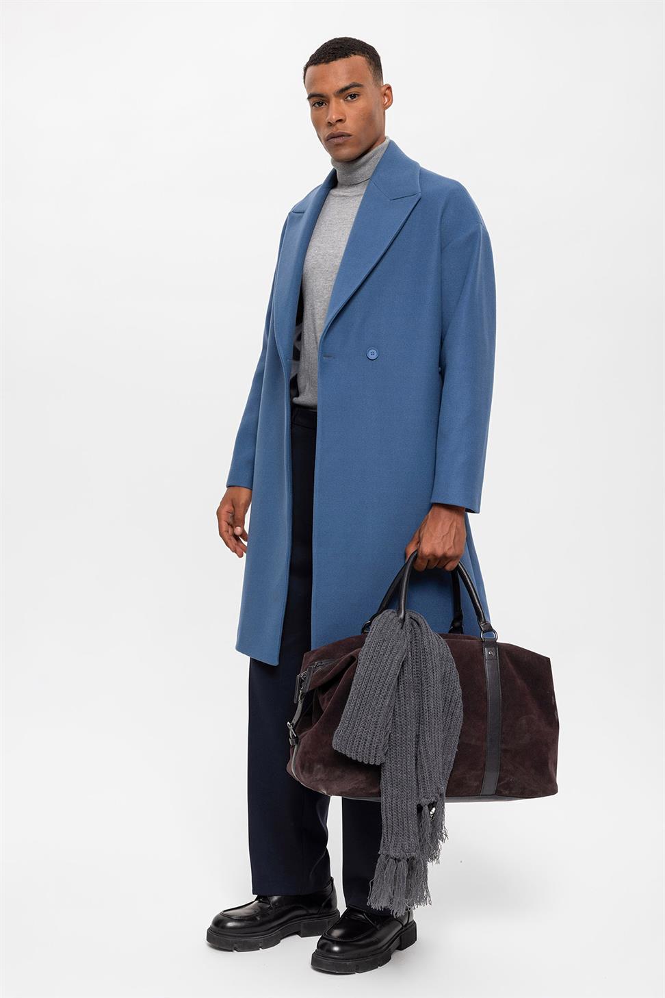 معطف رجالي مزدوج الصدر كبير الحجم