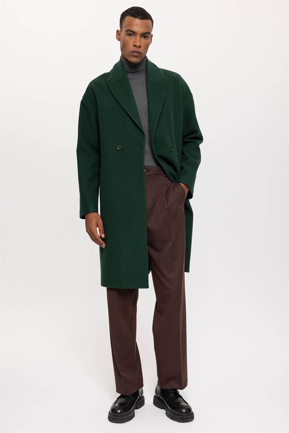 Antioch Yeşil Oversize Kruvaze Erkek Kaban