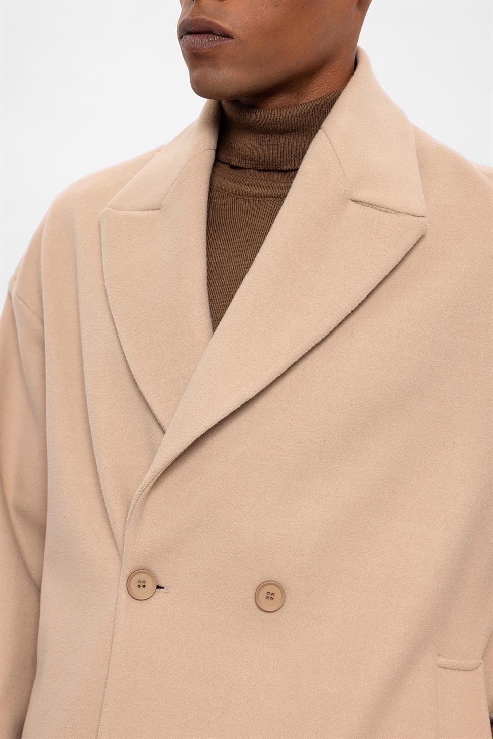 معطف رجالي مزدوج الصدر كبير الحجم