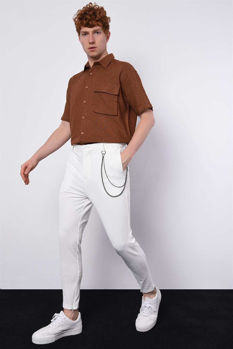 بنطلون بأرجل بسحاب وإكسسوارات