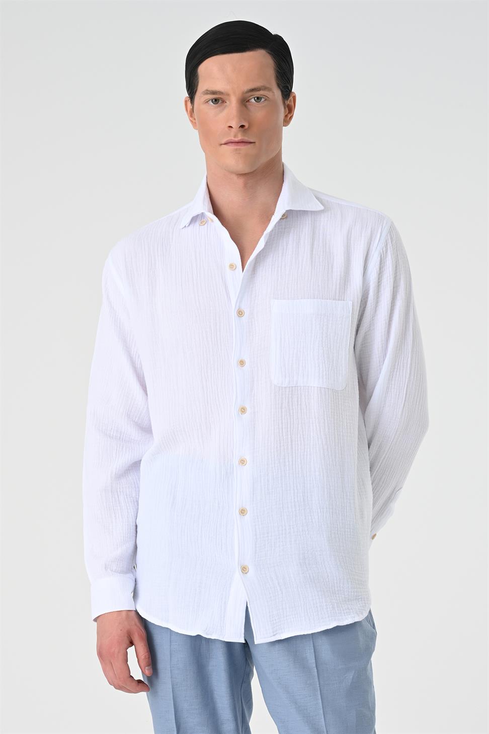 قميص رجالي من القطن مريح