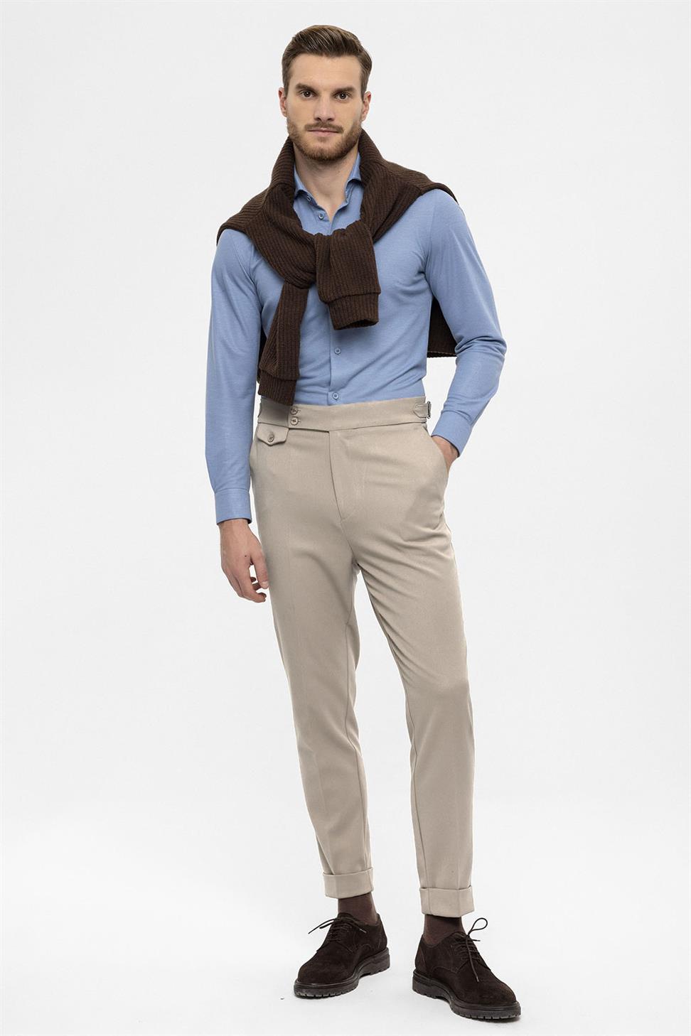 بنطلون رجالي عالي الخصر ذو ساقين