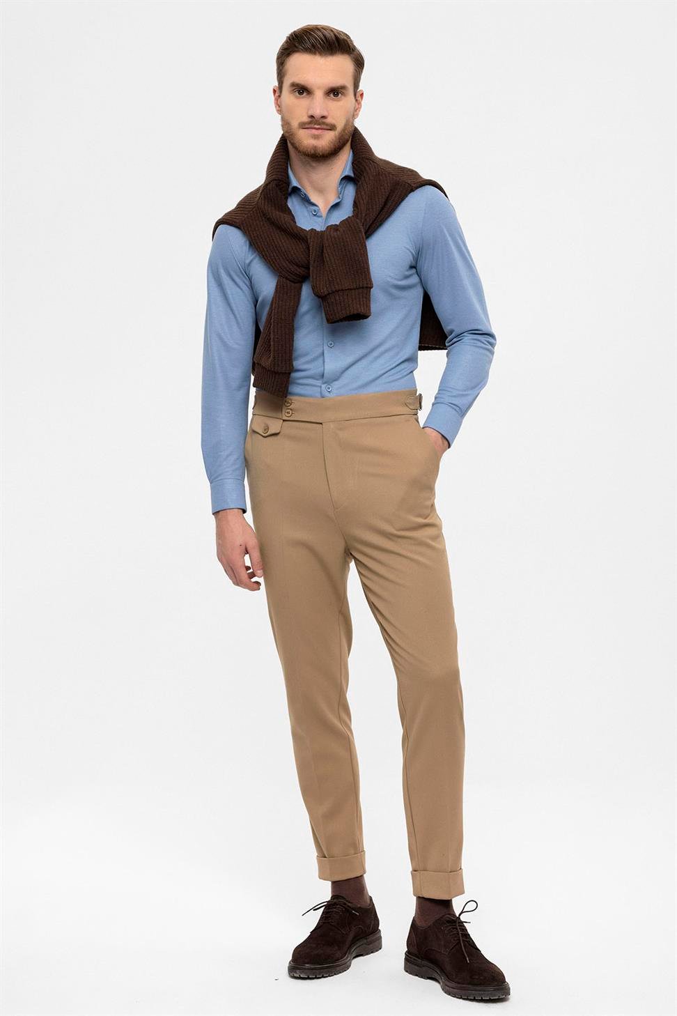 بنطلون رجالي عالي الخصر ذو ساقين