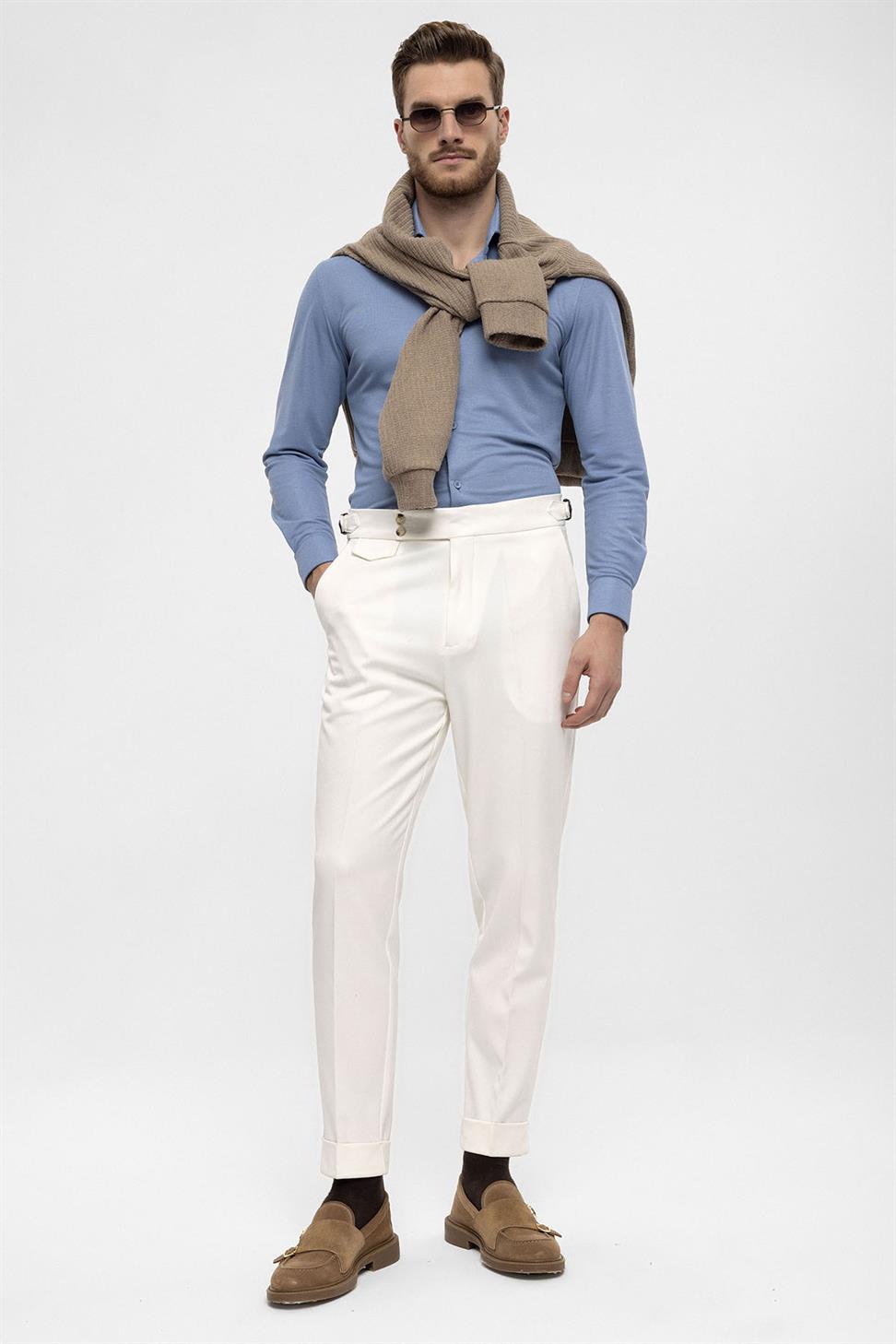 بنطلون رجالي عالي الخصر ذو ساقين