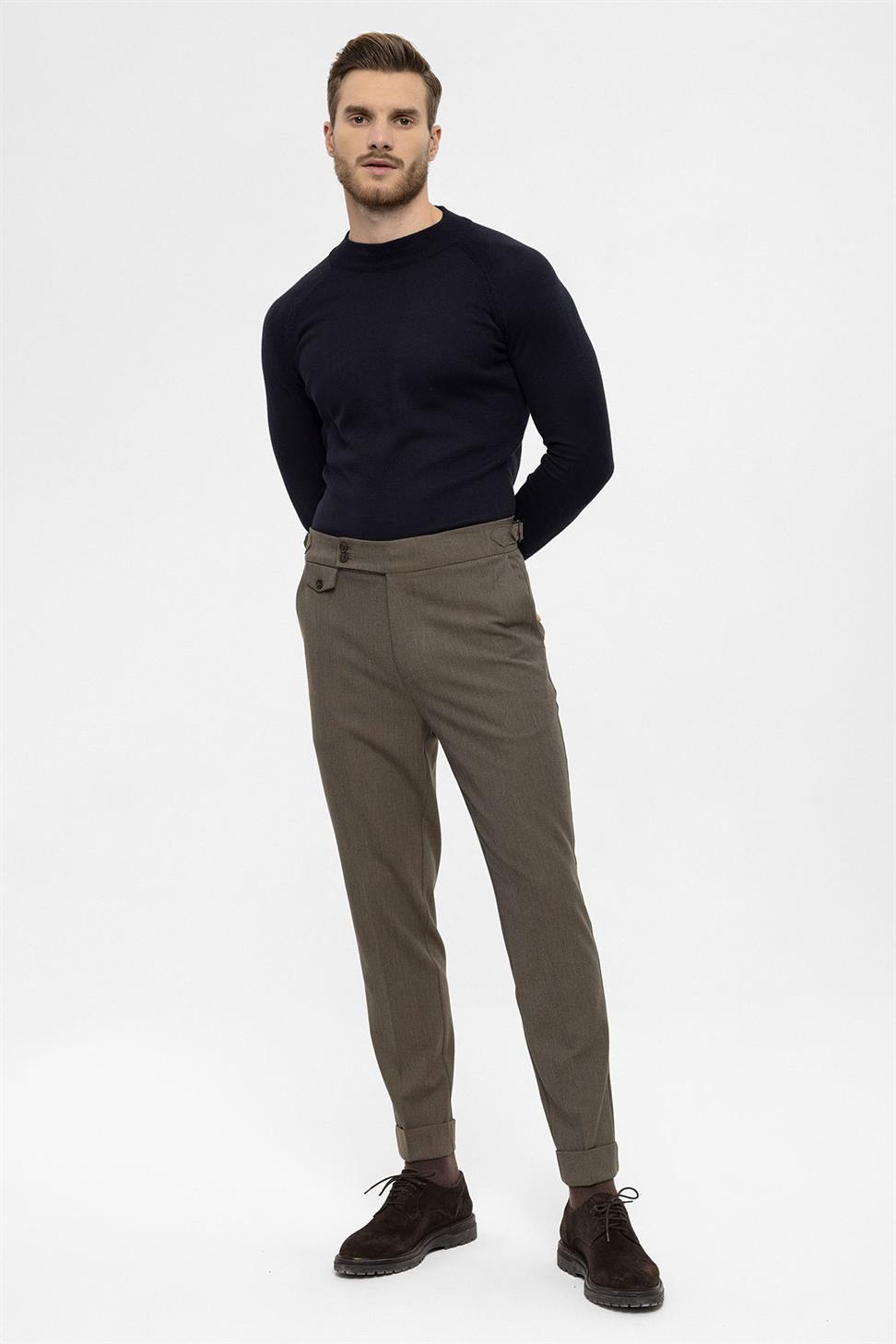 بنطلون رجالي عالي الخصر ذو ساقين