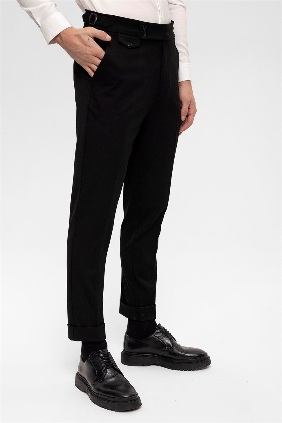 بنطلون رجالي عالي الخصر ذو ساقين