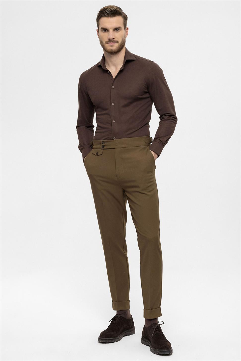 بنطلون رجالي عالي الخصر ذو ساقين