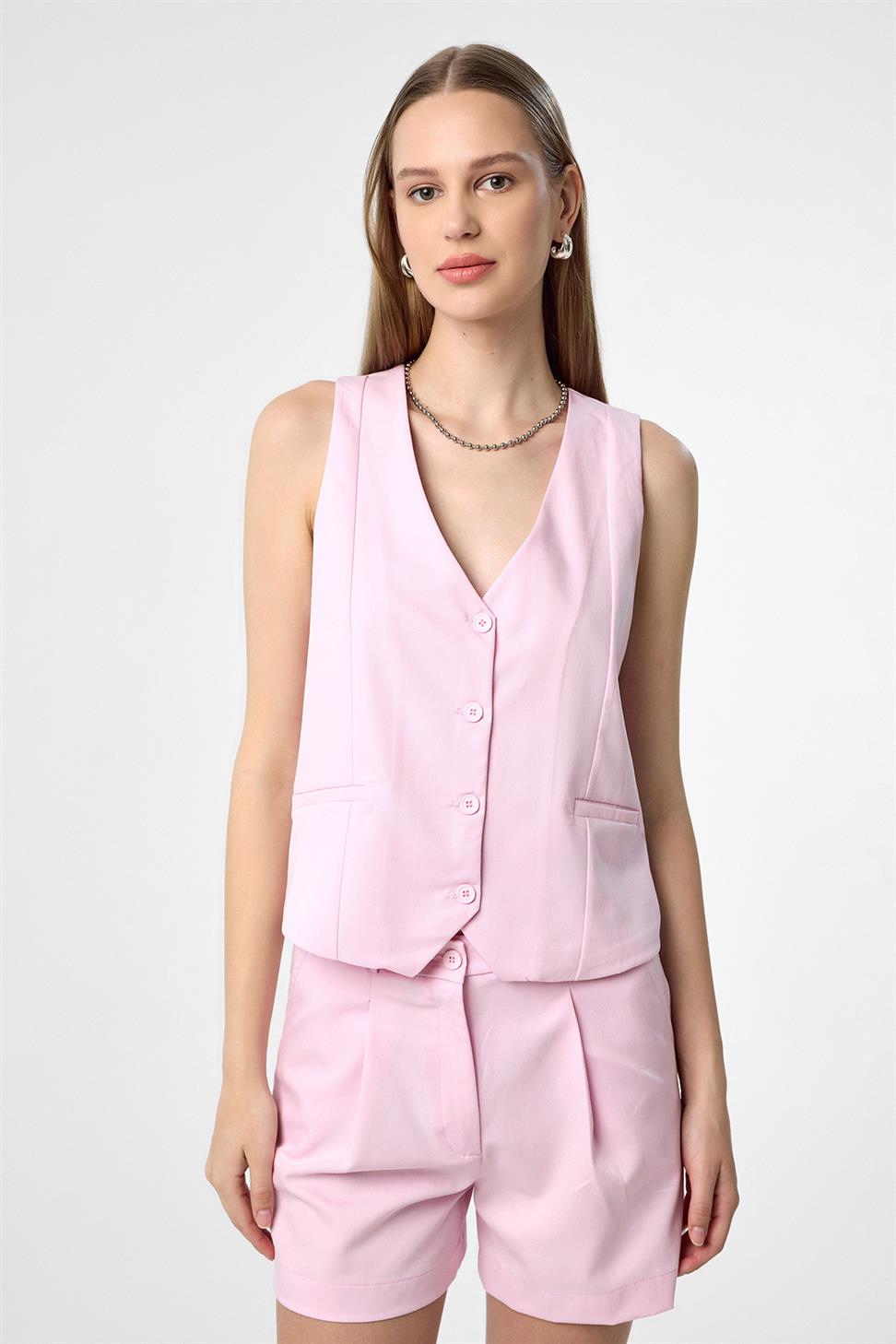 Antioch Pembe Yelek-Şort Kadın Takım