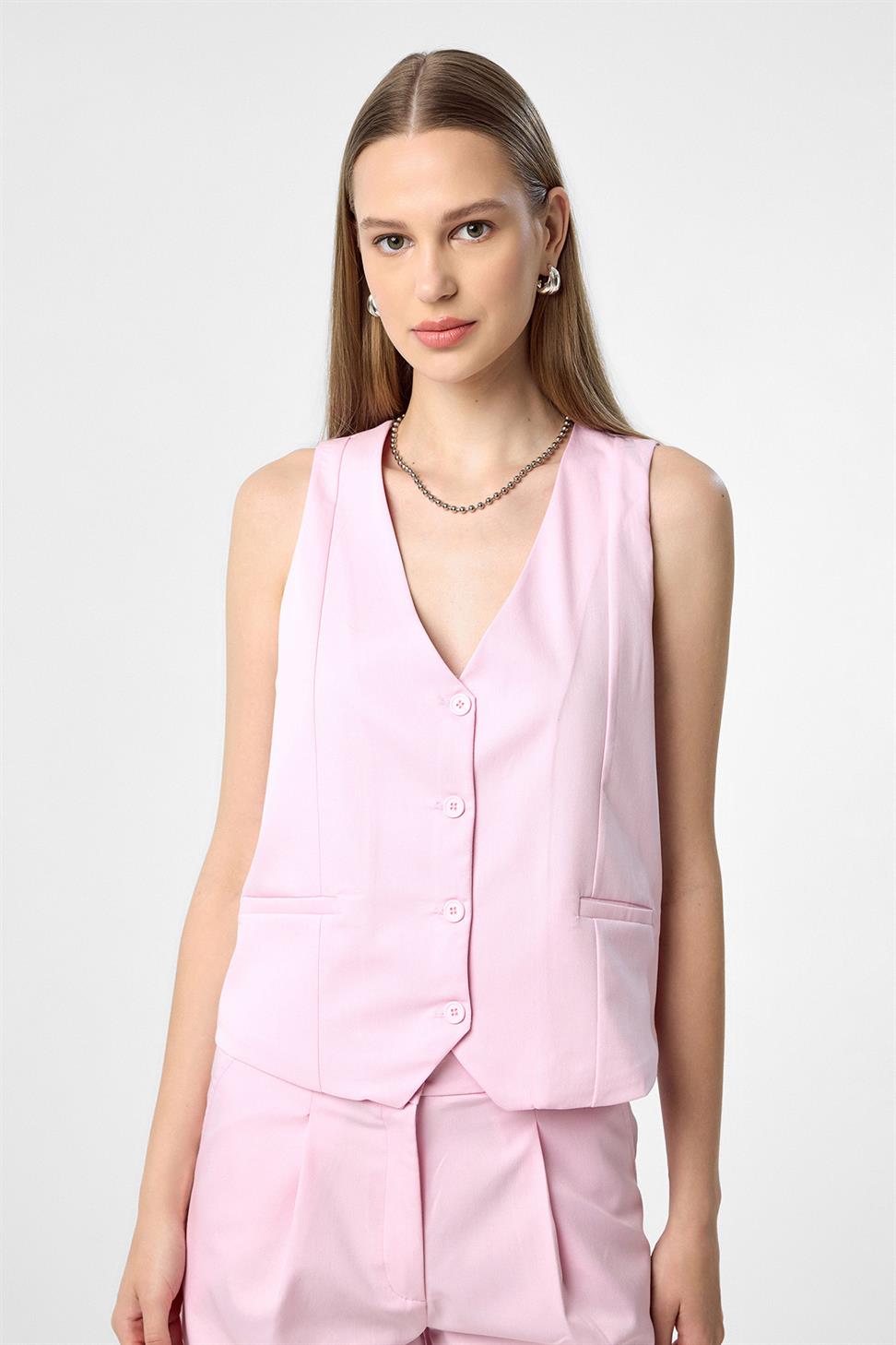 Antioch Pembe Yelek-Şort Kadın Takım