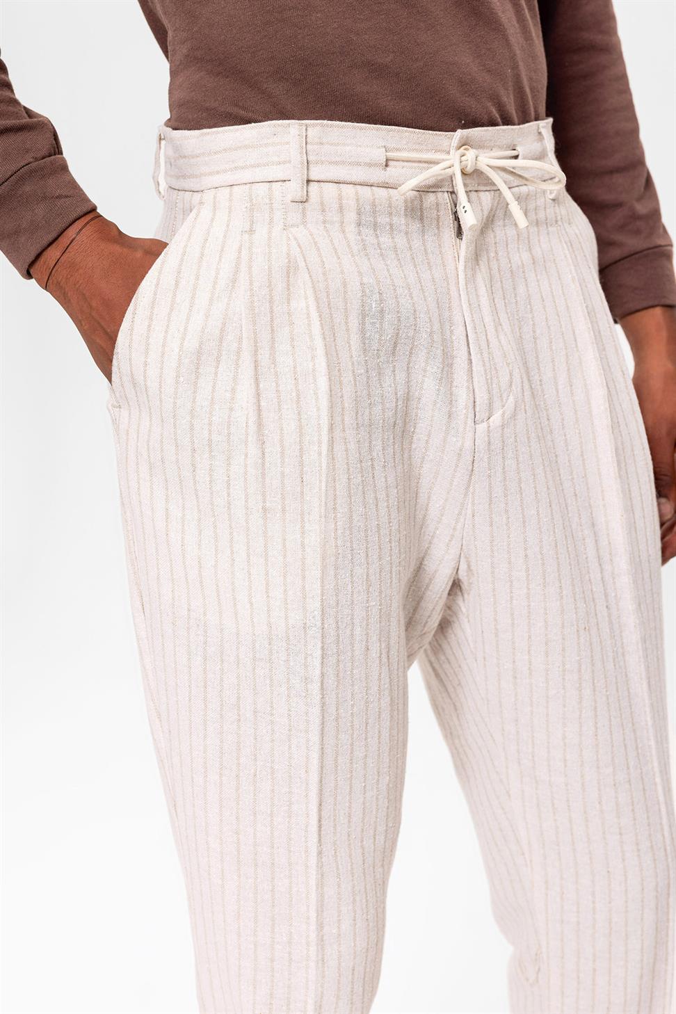 مطوي مخطط ارتفاع الخصر السراويل الرجالية