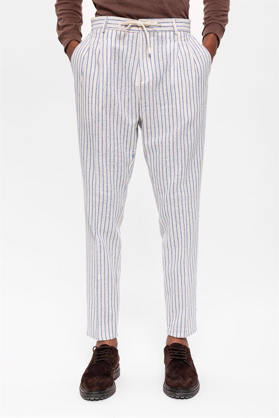 مطوي مخطط ارتفاع الخصر السراويل الرجالية