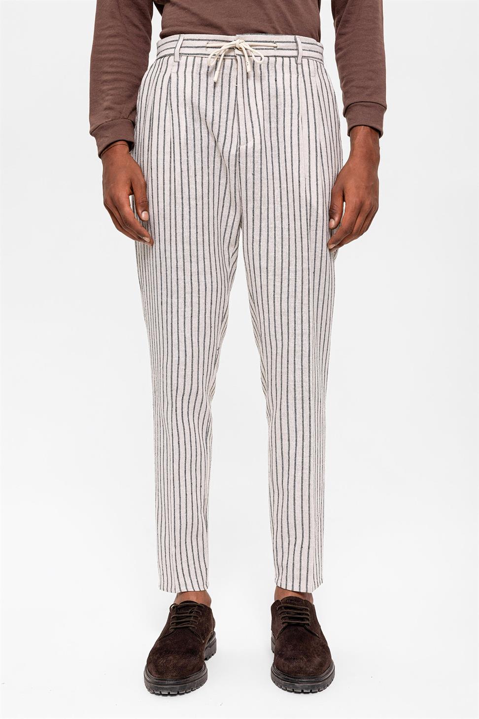 مطوي مخطط ارتفاع الخصر السراويل الرجالية