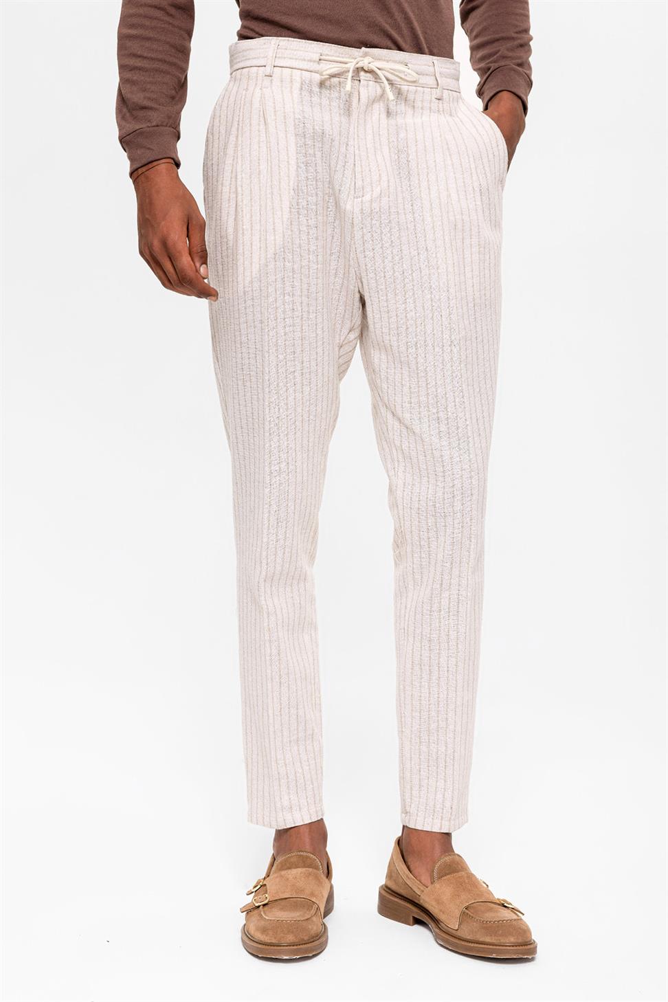 مطوي مخطط ارتفاع الخصر السراويل الرجالية