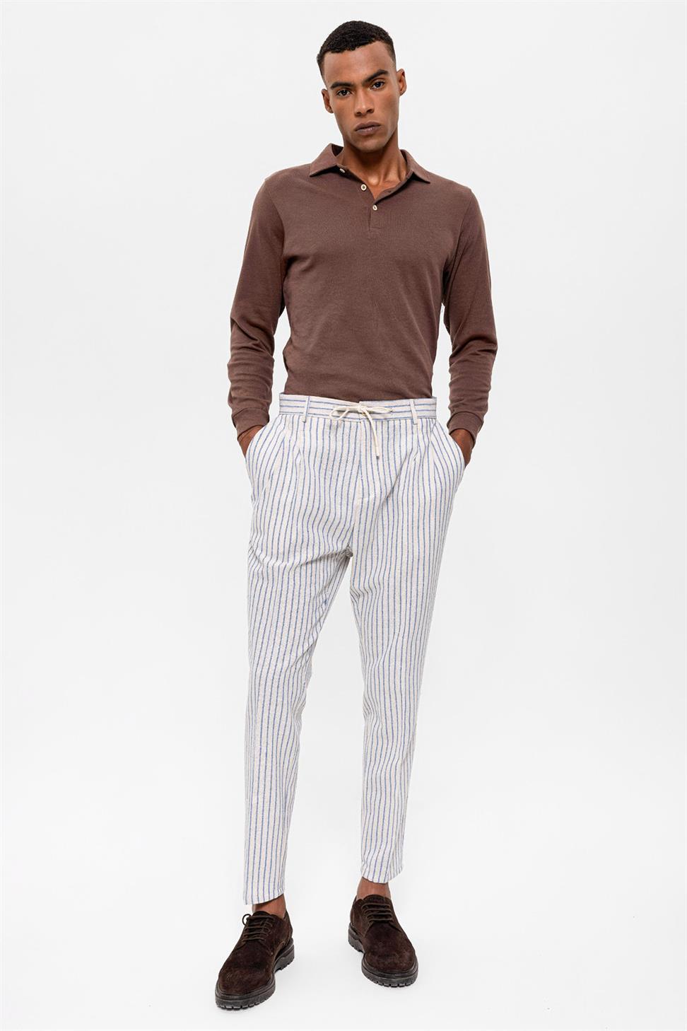 مطوي مخطط ارتفاع الخصر السراويل الرجالية