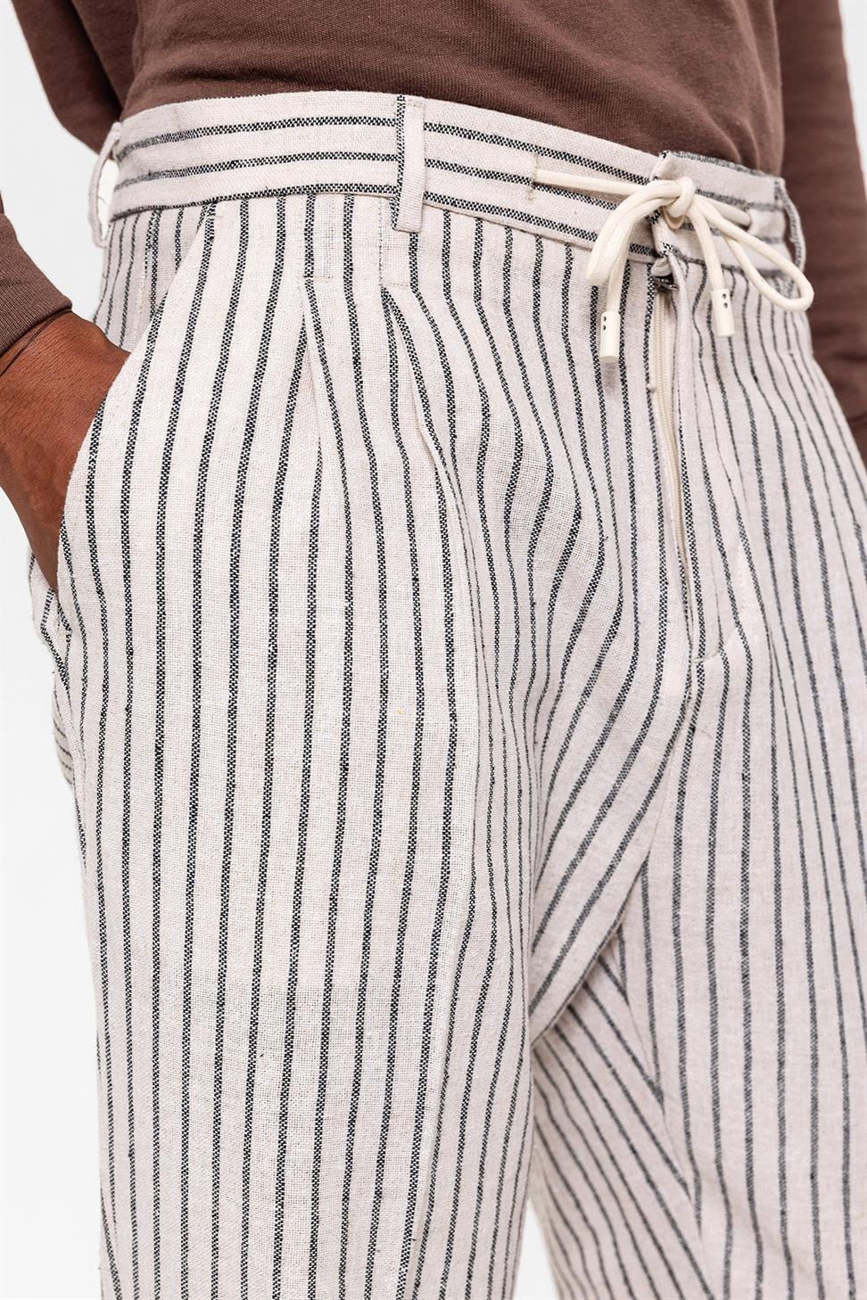 مطوي مخطط ارتفاع الخصر السراويل الرجالية