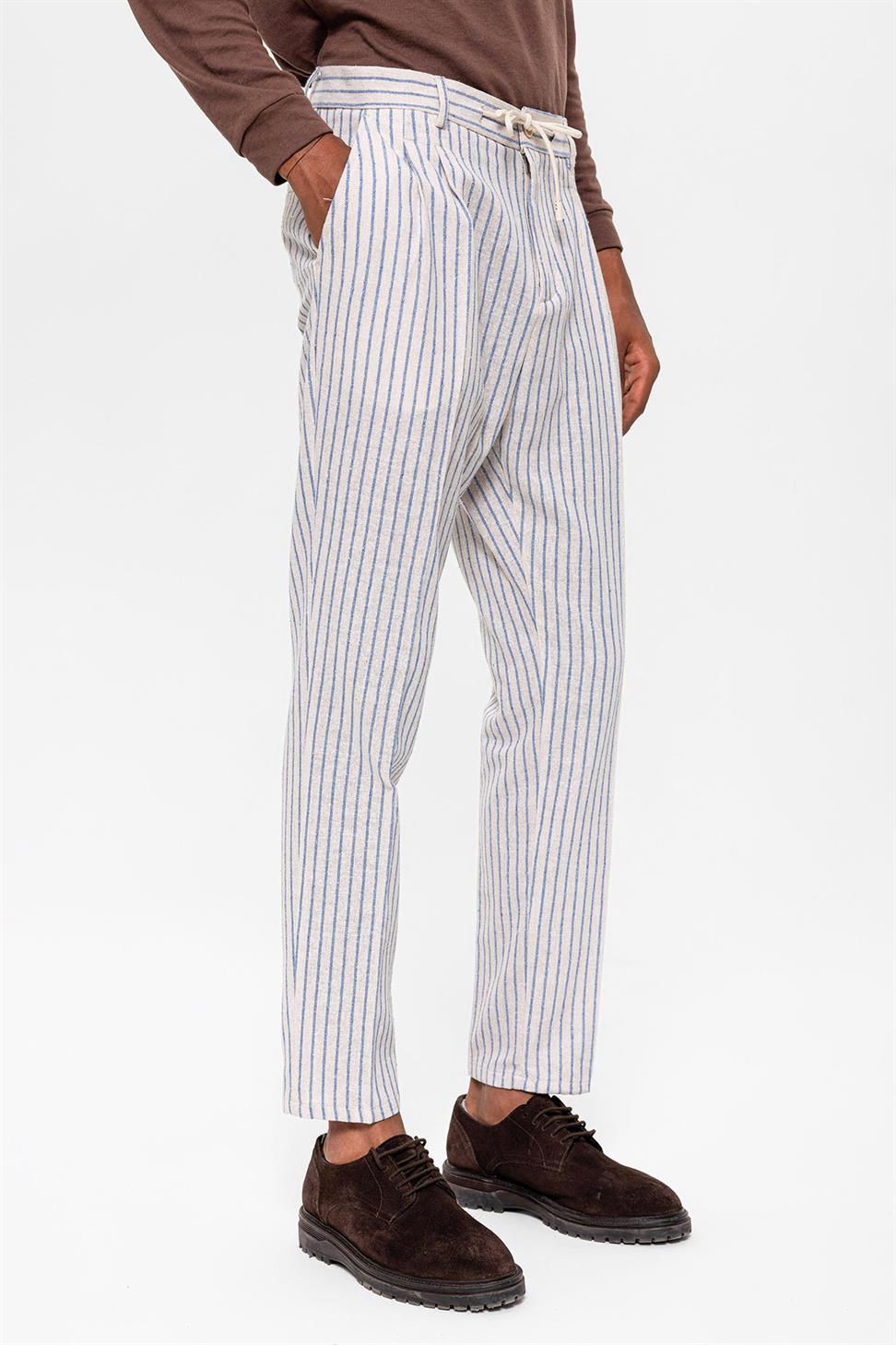 مطوي مخطط ارتفاع الخصر السراويل الرجالية