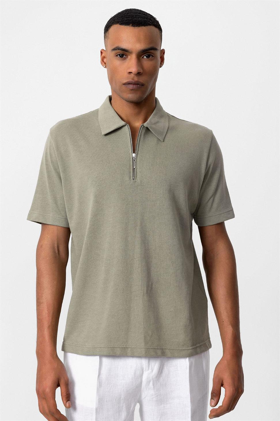 تي شيرت بولو بسحاب للرجال