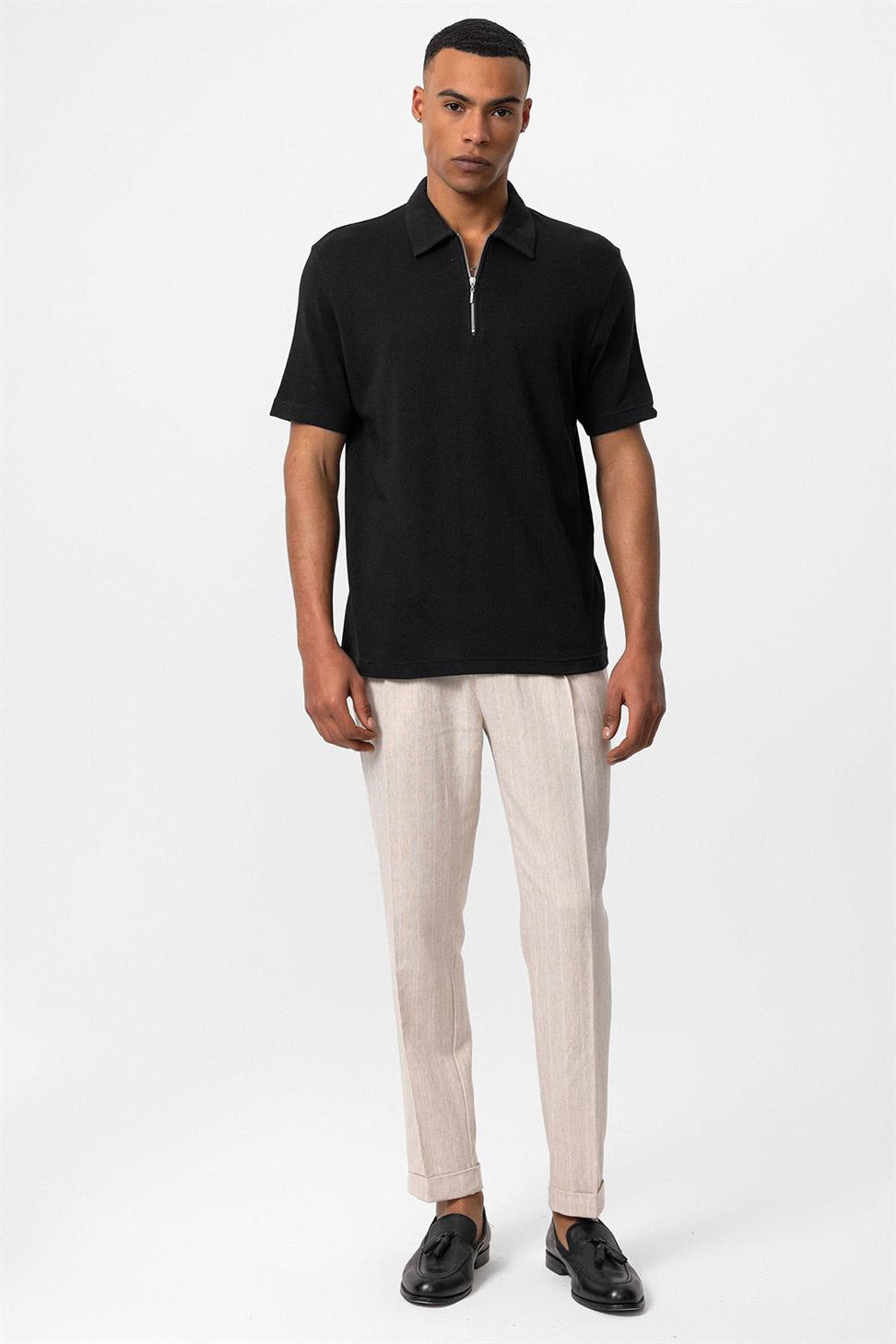 تي شيرت بولو بسحاب للرجال