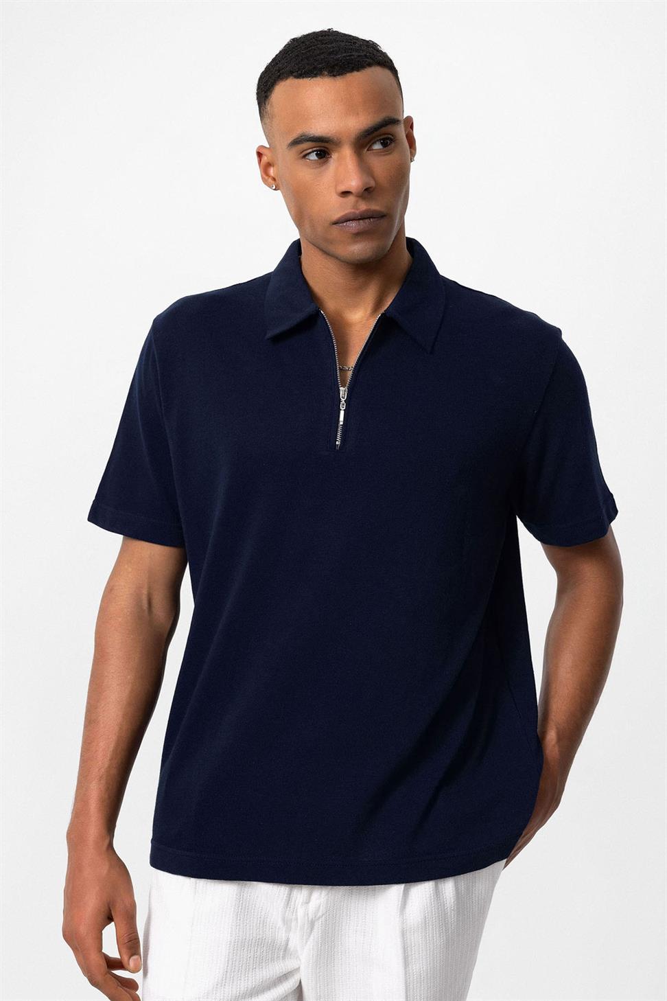 تي شيرت بولو بسحاب للرجال