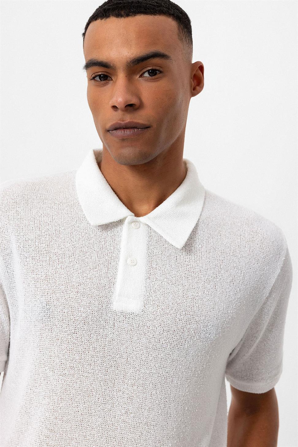 تي شيرت بولو محبوك للرجال