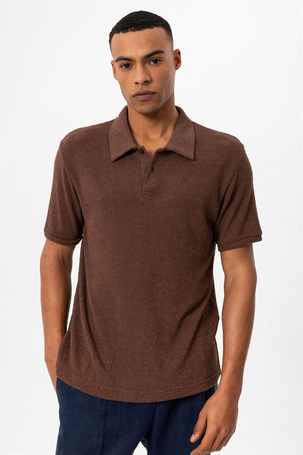 تي شيرت بولو محبوك للرجال