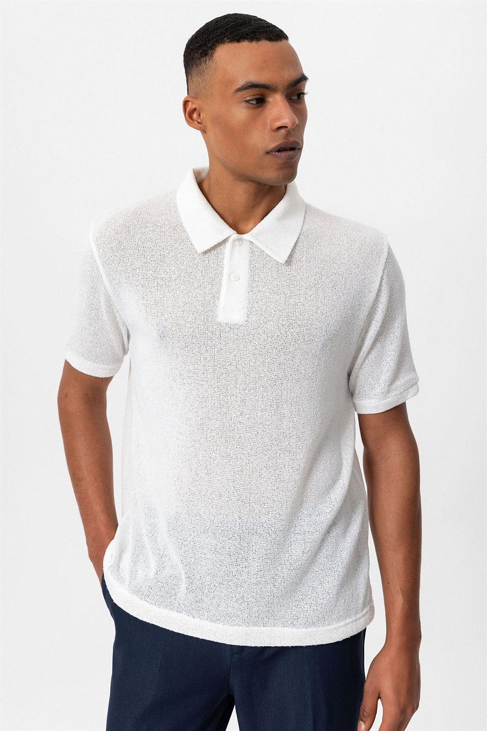 تي شيرت بولو محبوك للرجال