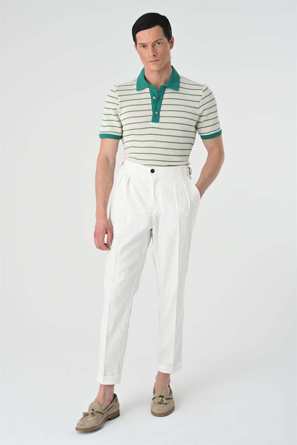 تي شيرت رجالي مخطط بياقة بولو