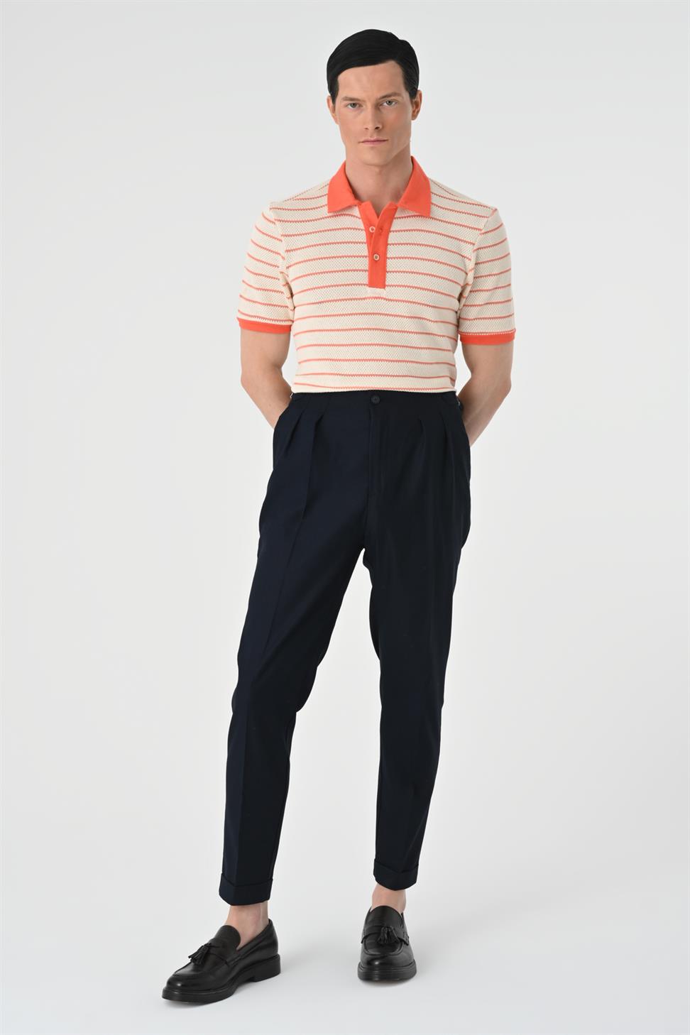 تي شيرت رجالي مخطط بياقة بولو