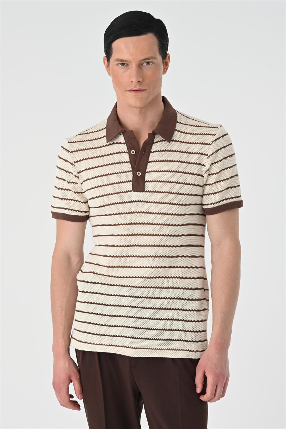 تي شيرت رجالي مخطط بياقة بولو