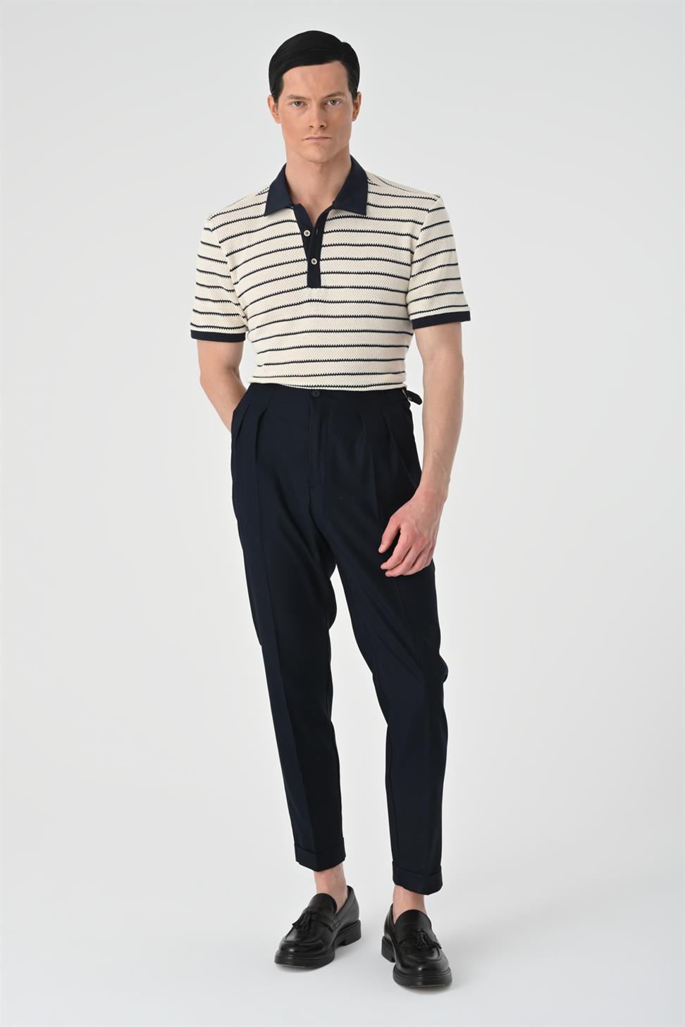 تي شيرت رجالي مخطط بياقة بولو