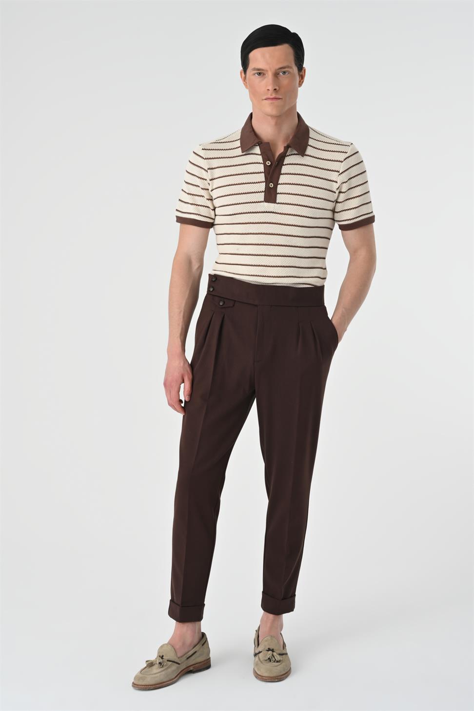 تي شيرت رجالي مخطط بياقة بولو