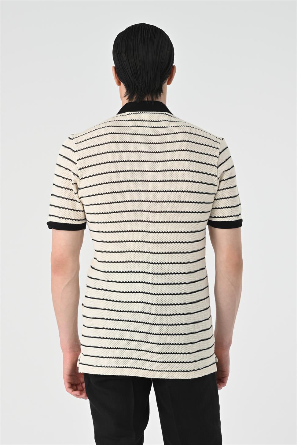 تي شيرت رجالي مخطط بياقة بولو