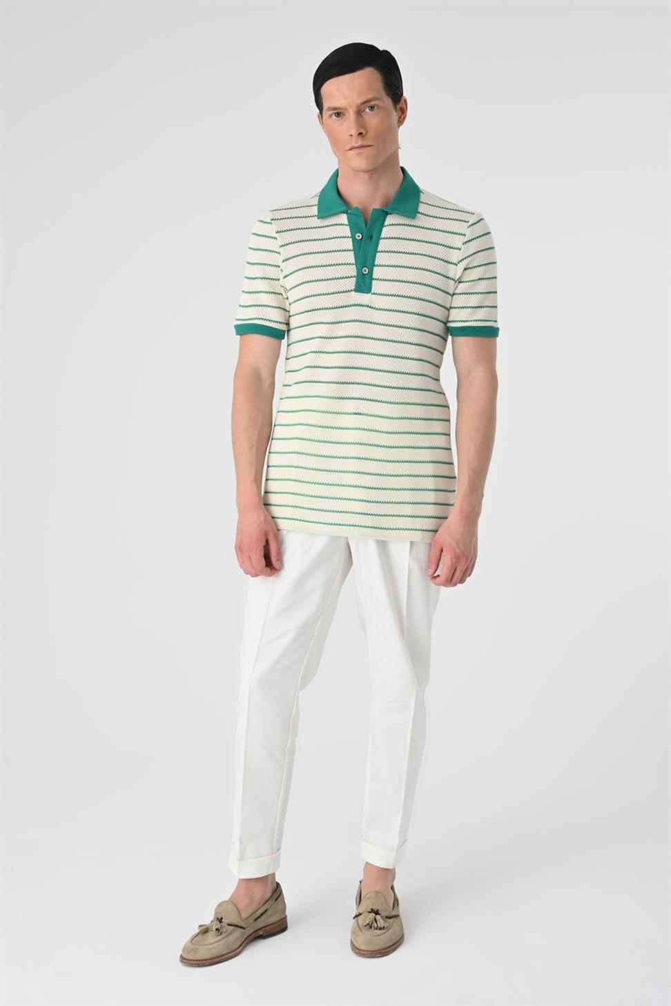 تي شيرت رجالي مخطط بياقة بولو