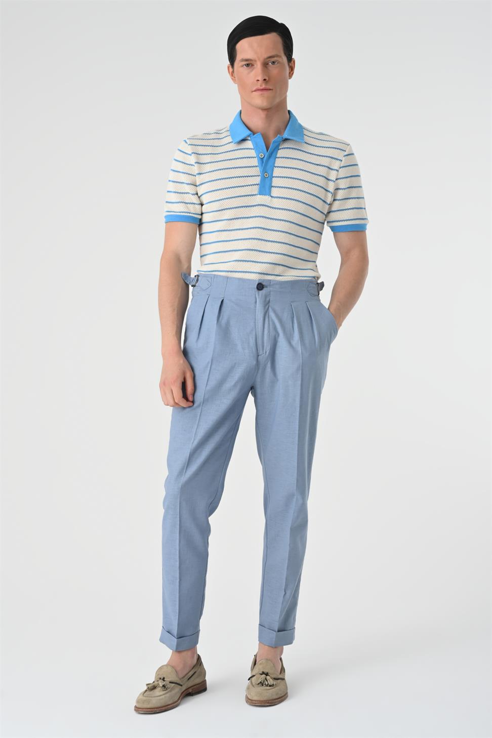 تي شيرت رجالي مخطط بياقة بولو