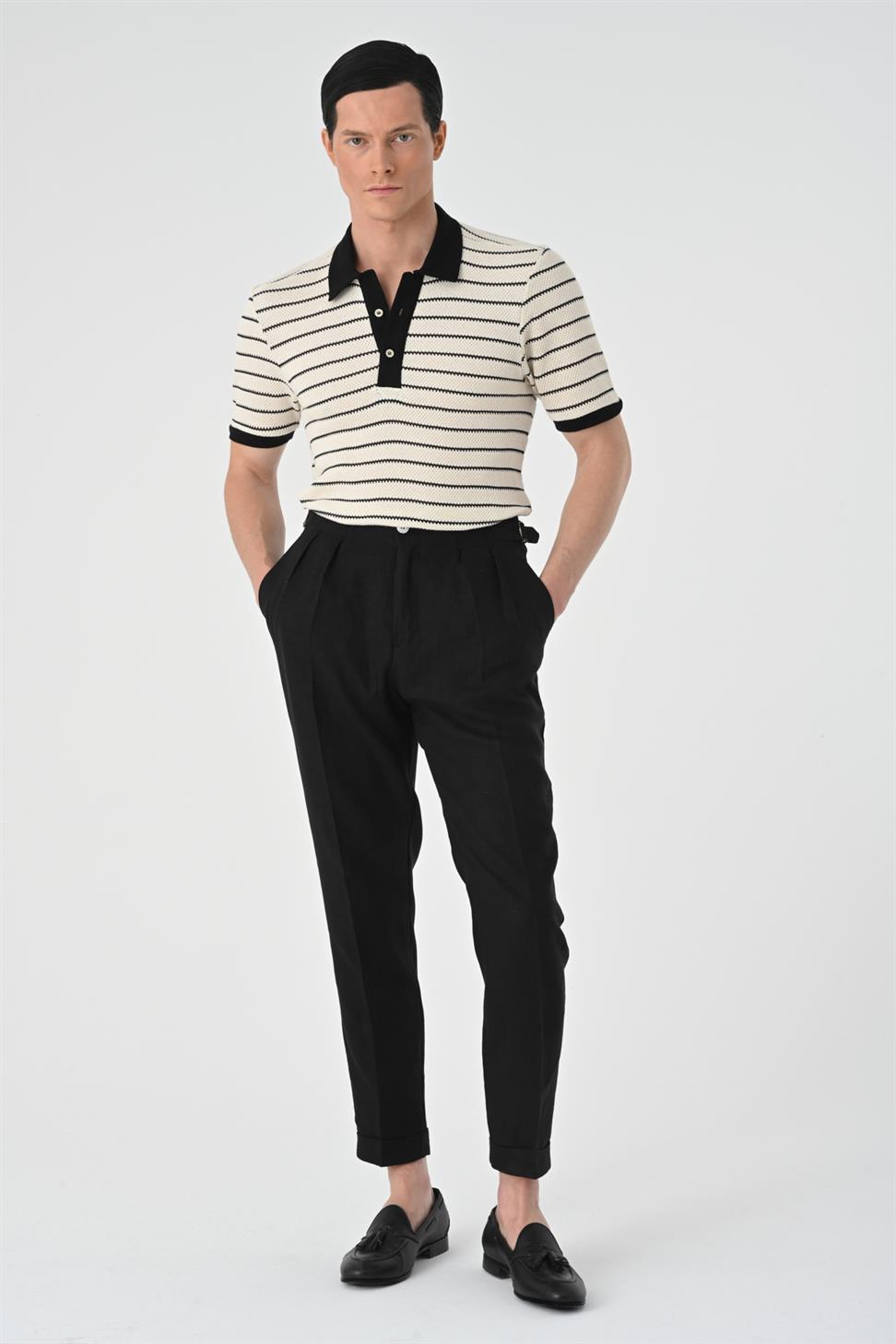 تي شيرت رجالي مخطط بياقة بولو